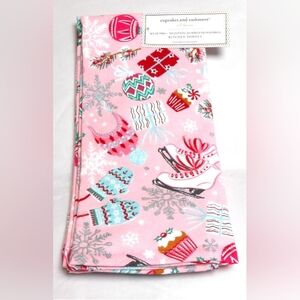 Set of Pink Christmas Kitchen Towels / Holiday Towels NWT